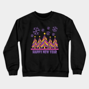 Happy New Year 2024 Tree Snowflakes Crewneck Sweatshirt